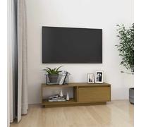 vidaXL Mueble de TV de madera maciza pino marrón miel 110x30x33,5 cm