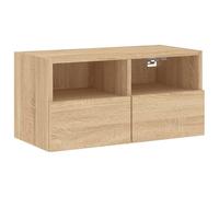 vidaXL Mueble de TV de Pared, Armario Auxiliar con Almacenaje, Estantería Flotante, Mueble Colgante para Salón, Madera de Ingeniería Roble Sonoma