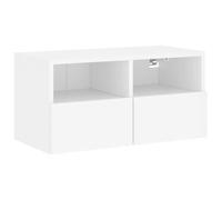 vidaXL Mueble de TV de Pared, Armario Auxiliar con Almacenaje, Estantería Flotante, Mueble Colgante para Salón, Madera de Ingeniería Blanco