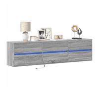 vidaXL Mueble de TV de pared con LED 180x31x45 cm en color Blanco/Gris sonoma/Negro y más | almacenamiento funcional diseño moderno para baño dormitorio sala