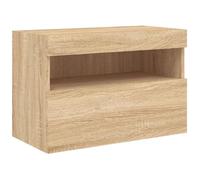 vidaXL Mueble de TV de Pared con Luces LED, Armario Auxiliar con Almacenaje, Mueble Multimedia Colgante, Armario Flotante para Salón, Roble Sonoma