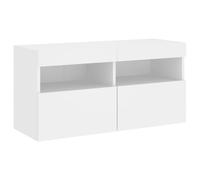 vidaXL Mueble de TV de Pared con Luces LED, Armario Auxiliar con Almacenaje, Mueble Multimedia Colgante, Armario Flotante para Salón, Blanco