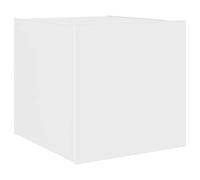vidaXL Mueble de TV de Pared con Luces LED, Armario Auxiliar Flotante, Mesita de Noche Colgante, Mueble Multimedia para Salón, Blanco