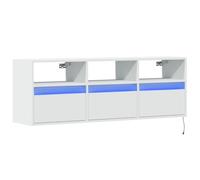 vidaXL Mueble de TV de Pared con Luces LED Blanco 130x31x45 cm, Mueble de TV suspendido, Mueble de TV montado en la Pared, Soporte de TV Flotante