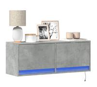 vidaXL Mueble de TV de pared con luces LED gris hormigón 100x31x35 cm