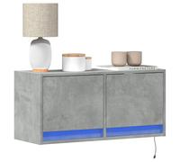 vidaXL Mueble de TV de pared con luces LED gris hormigón 80x31x35 cm