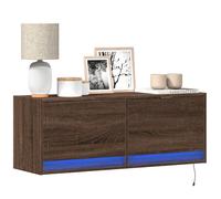 vidaXL Mueble de TV de pared con luces LED marrón roble 100x31x35 cm