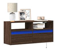 vidaXL Mueble de TV de pared con luces LED marrón roble 100x31x45 cm