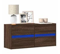vidaXL Mueble de TV de pared con luces LED marrón roble 100x31x45 cm