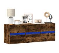 vidaXL Mueble de TV de pared con luces LED roble ahumado 130x31x45 cm
