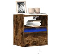 vidaXL Mueble de TV de pared con luces LED roble ahumado 41x31x45 cm