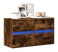 vidaXL Mueble de TV de pared con luces LED roble ahumado 80x31x45 cm