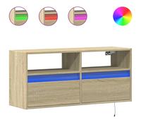 vidaXL Mueble de TV de Pared con Luces LED Roble Sonoma 100x31x45 cm, Mueble de TV suspendido, Mueble de TV montado en la Pared, Soporte de TV Flotante