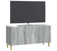 vidaXL Mueble de TV Gris Sonoma 99 x 34,5 x 50 cm Madera de Ingeniería, Almacenamiento para Sala, Consola Vintage, Mueble Rectangular con Patas, Espacio Amplio, Organizador Elegante