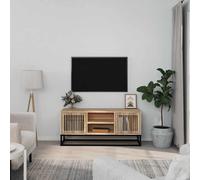 vidaXL Mueble de TV hierro y madera contrachapada 105x30x45 cm