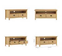 vidaXL Mueble de TV Hill, color miel, 110x40x47 cm, madera maciza de pino - Mueble de TV - Muebles de TV - Muebles para televisión - Aparador