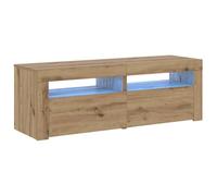 vidaXL Mueble de TV Roble Artisan – Luces LED, madera roble, 120x35x40 cm