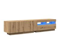 vidaXL Mueble de TV Luces LED Madera Roble Artisan 180x35x40 cm, Soporte de TV, aparador de TV, Mueble de Alta fidelidad, Banco de TV, Mueble de TV