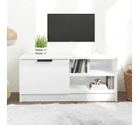vidaXL Mueble de TV madera contrachapada blanco brillante 80x35x36,5cm
