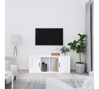 vidaXL Mueble de TV madera contrachapada blanco brillo 100x35x40 cm