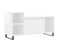 vidaXL Mueble de TV Madera contrachapada Blanco Brillo 100x35x55 cm, Mueble Multimedia, Armario Auxiliar, aparador, Mueble para Equipos de música