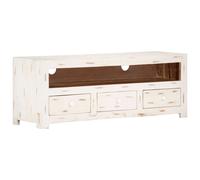 vidaXL Mueble de TV madera de acacia maciza blanco 110x30x40 cm