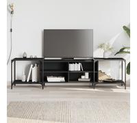 vidaXL Mueble de TV madera de ingeniería negro 203x37x50 cm