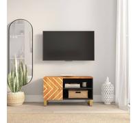 vidaXL Mueble de TV madera de mango marrón negro 80x31,5x46 cm