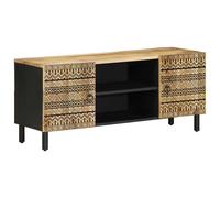 vidaXL Mueble de TV madera maciza de mango rugosa negro 105x33,5x46 cm