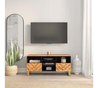 vidaXL Mueble de TV madera maciza mango marrón y negro 100x33,5x46 cm