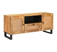 vidaXL Mueble de TV Marrón 105 x 33 x 46 cm Madera de Mango Maciza, Almacenamiento Moderno para Sala, Mueble de TV Rectangular, bajo Duradero para Entretenimiento, soluciones para Medios
