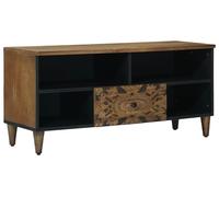 vidaXL: Mueble de TV marrón de 100 x 33,5 x 46 cm, fabricado en madera maciza de mango