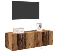 vidaXL Mueble de TV Montado en la Pared con LED 2 pcs Madera Vieja, Mueble Moderno para Sala, Estante de TV Rectangular, Madera, Unidad de Almacenamiento dinámica, diseño Estiloso