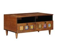 vidaXL Mueble de TV Nogal – Madera de mango maciza, 70 x 33 x 46 cm, almacenamiento