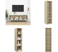 vidaXL Mueble de TV para pared, roble Sonoma, 37x37x142,5 cm, material de madera - Mueble de TV - Muebles de TV - Mueble de TV suspendido - Muebles de TV suspendidos