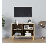 vidaXL Mueble de TV patas de madera maciza roble Sonoma 69,5x30x50cm