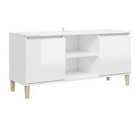 vidaXL Mueble de TV patas madera pino blanco con brillo 103,5x35x50 cm Blanco