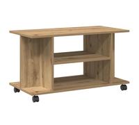 vidaXL Mueble de TV Ruedas Madera ingeniería Roble Artisan 80x40x45 cm, Soporte de TV, Banco de TV, Muebles para Equipos de música, aparador de TV