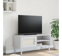 vidaXL Mueble de televisión SENJA, diseño de ratán, blanco, 106x40x49 cm, madera de pino