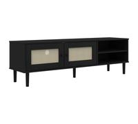 vidaXL Mueble de TV SENJA aspecto ratán madera de pino negro 158x40x49 cm