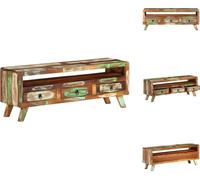 vidaXL Mueble de TV, varios colores, 110x30x40 cm, madera maciza de estilo rústico - Muebles para televisión