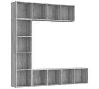 Vidaxl Mueble de TV y Librería 3 Piezas 180x30x180 Cm Blanco Sonoma gray