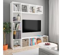 vidaXL Mueble de TV y librería 3 piezas blanco 180x30x180 cm