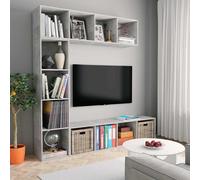 Mueble De Tv Y Librería 3 Piezas Gris Hormigón 180x30x180 Cm Vidaxl