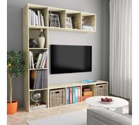 Vidaxl Mueble de TV y Librería 3 Piezas 180x30x180 Cm Blanco Sonoma oak