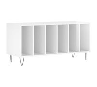 vidaXL Mueble Discos Madera contrachapada Blanco Brillo 100x38x48 cm, Mueble Tocadiscos, Armario para almacenaje de vinilos, Armario de Tocadiscos