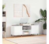 vidaXL Mueble discos madera contrachapada blanco brillo 121x38x48 cm