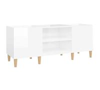 vidaXL Mueble Discos Madera contrachapada Blanco Brillo 121x38x48 cm, Mueble para Tocadiscos, Armario de almacenaje de Discos, Mueble para Discos de Vinilo