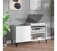 vidaXL Mueble discos madera contrachapada blanco brillo 84,5x38x48 cm