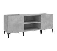 vidaXL Mueble para discos y tocadiscos Madera contrachapada Gris hormigón 121x38x48 cm